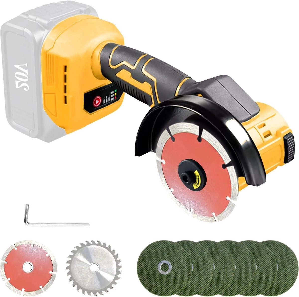 Draadloze Haakse Slijper - Elektrische Slijper - Metaal Slijpen - Borstelloze Motor - 100 mm schijfdiameter - Grijs