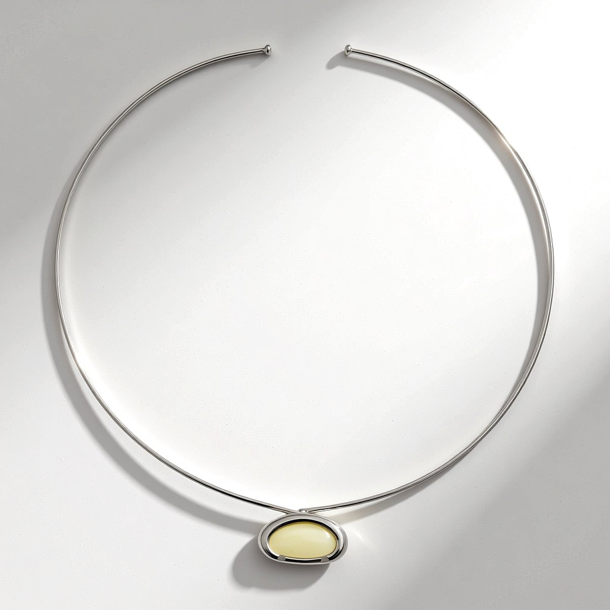 Cavill - Zilveren Halsketting - 925 Sterling Zilver - Parelmoer Fancy Slijpsel 18x11 mm - Choker 46 cm - Elegant Minimalistisch Design
