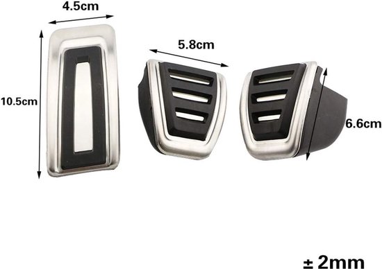 Auto Pedaal Covers - Gaspedaal Rempedaal - Verbeteren Rijervaring - Antislip Ontwerp - Standaard Maat - Zilver Zwart — afbeelding 5