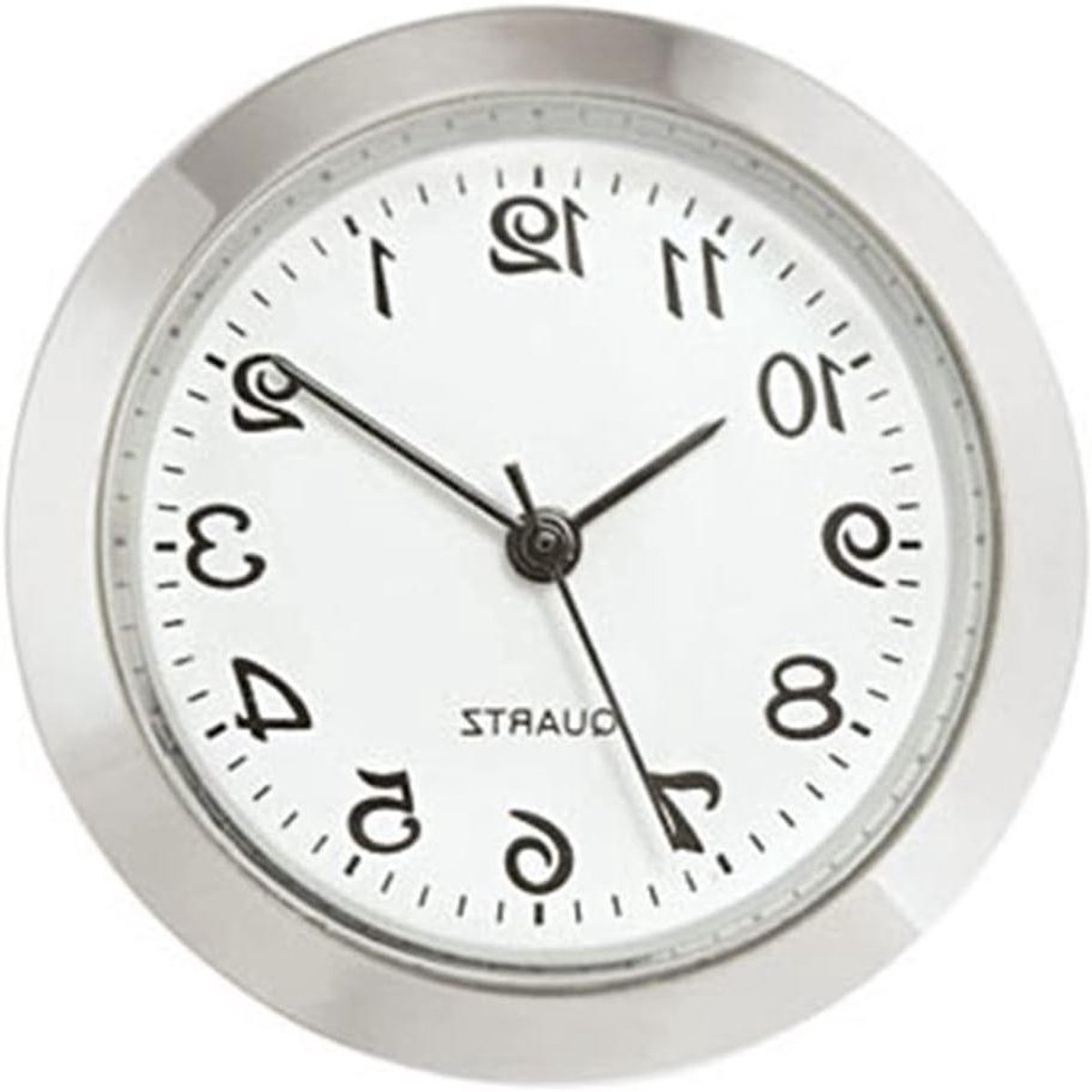 Mini-steekwerk - Klok uurwerk - Klokken maken - Met rubberen klemring - 30.5 mm lunette - Witte wijzerplaat