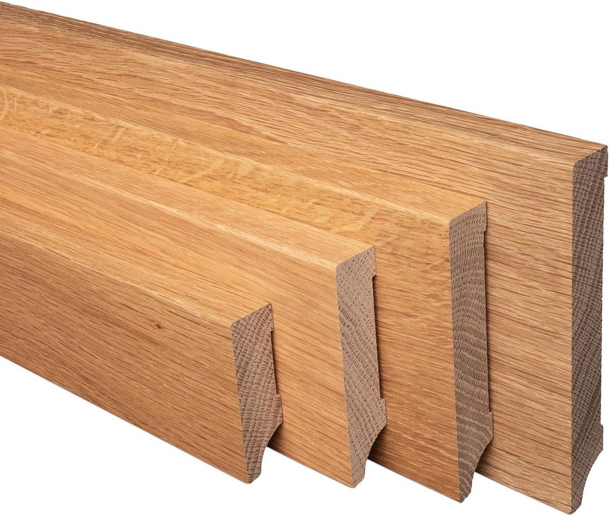 Massief Houten Plint - Vloerplint Afwerklijst - Muur Vloer Afwerken - Weimarer Profiel - 80 mm Hoog - Eiken Gelakt