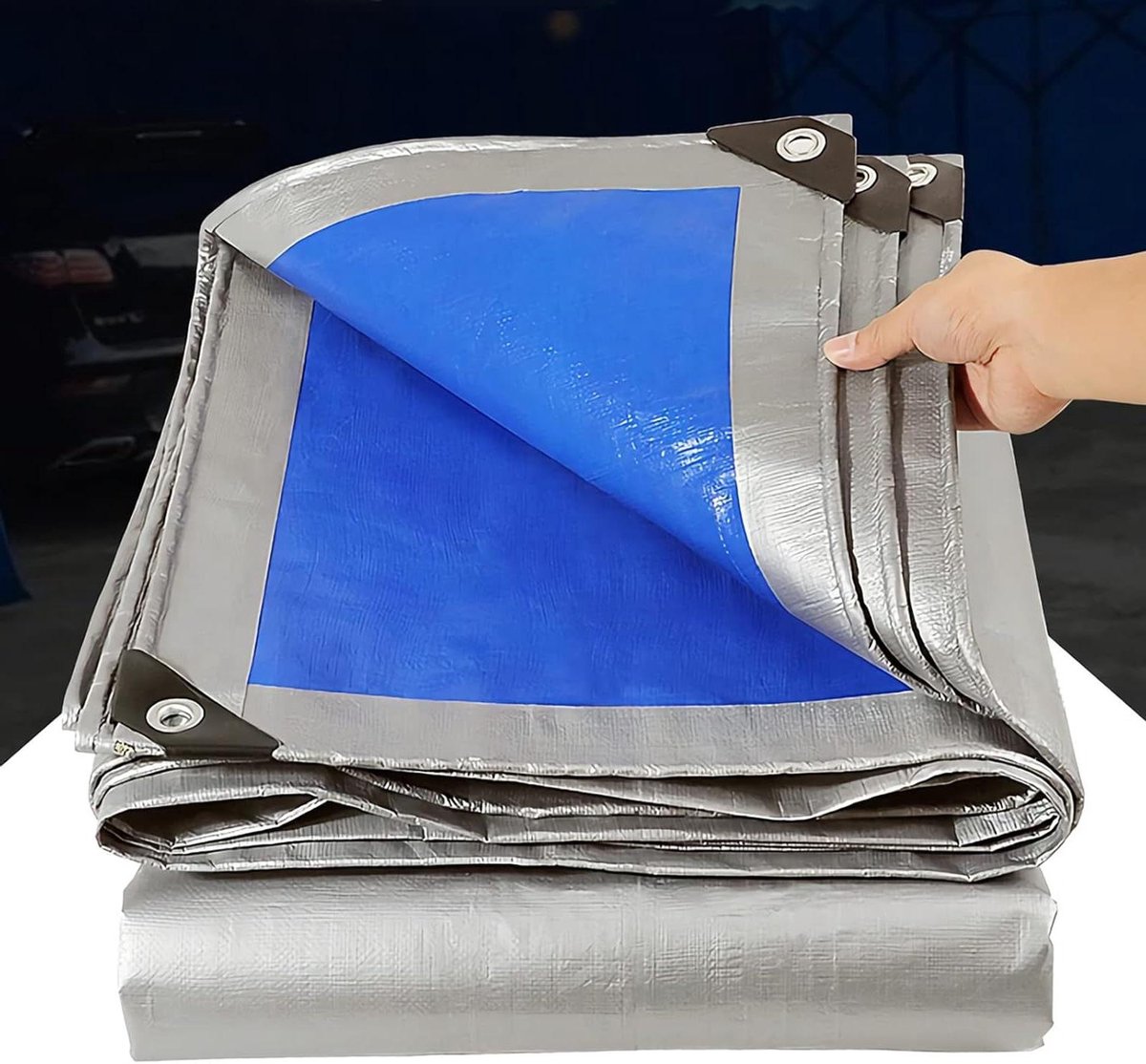 Woven Tarpaulin - PE Zeil - Tuin Beschermen - Waterdicht en UV-bestendig - 3x5m - Zilver Blauw