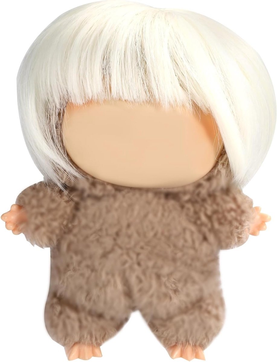 Kleine Popperuk van Hittebestendig Vezelmateriaal voor Schattige Kawaii Poppenstyling en Accessoires voor 6.7" Verzameldolls (Crème Wit)