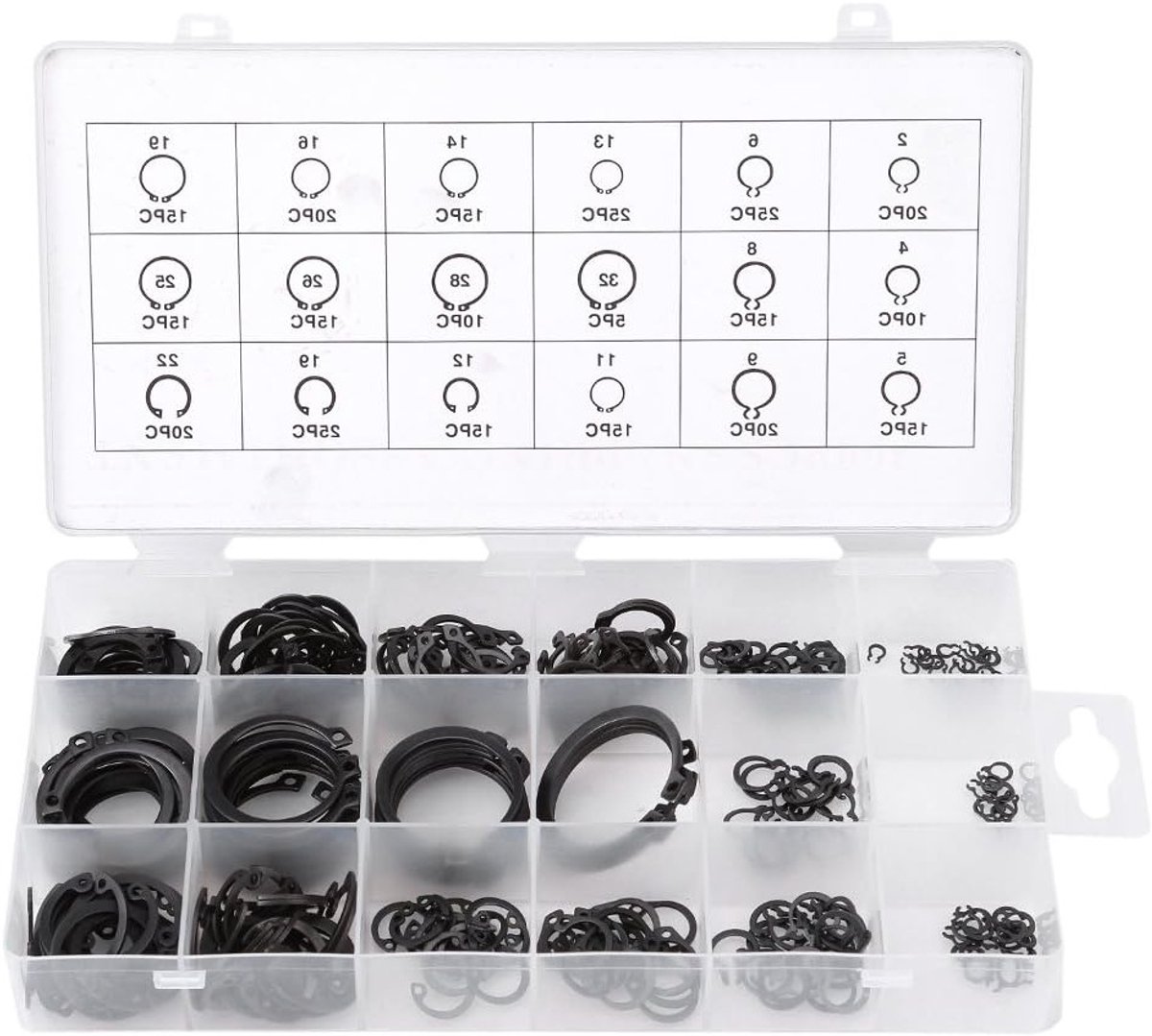 300 Stuks E Clip Bevestigingsringen Set - Externe Bevestigingsringen Assortiment van 2mm tot 32mm voor Diverse Toepassingen