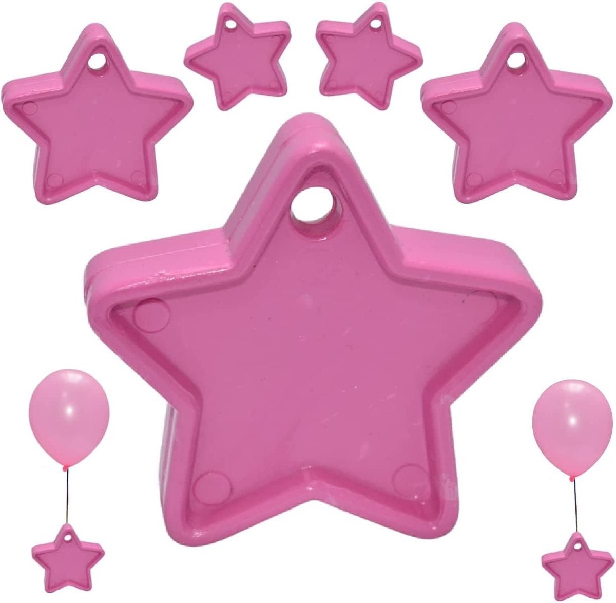 Ballongewichten Ster - Helium Gewichten - Feestdecoratie - Herbruikbaar Plastic - 6 stuks - roze