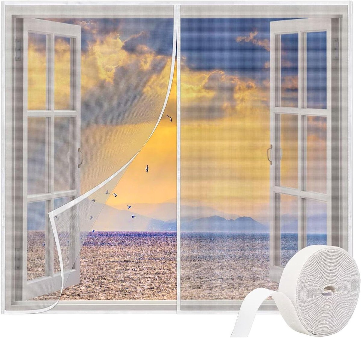 Insectenhor Raam - Vliegenhor Raamhor - Insecten Buiten Houden - Zelfsluitend Magneetontwerp - 55x125 cm - Wit