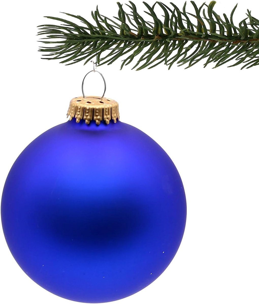 Kerstballen Set - Blauwe Ballen - Kerstboom Versieren - Mat Satijn Afwerking - 8 cm - Koningsblauw – foto 3
