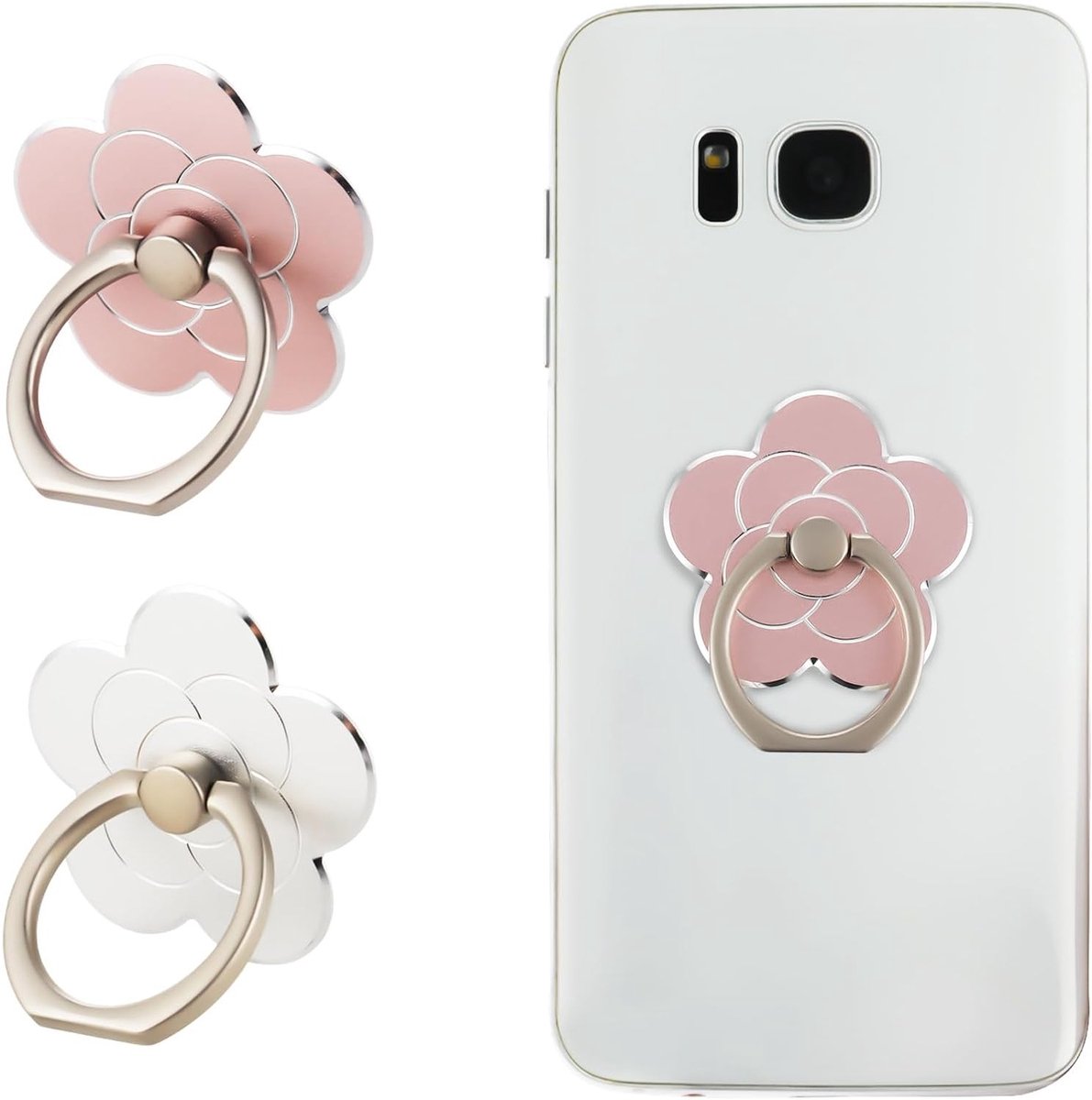 2 Stuks Telefoon Ringhouder Stand - Bloemvormige Vinger Ring, Universele Accessoires voor Smartphone en Telefoons, Metalen Steun voor Mobiele Apparaten