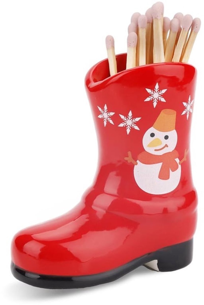 Cowboy Boot Matchhouder - Keramisch Decoratief met Puntige Accessoire - Rood