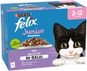 Felix Junior Original Mix Selectie in gelei met kip, lam, zalm, witvis. Geen kleurstoffen.
