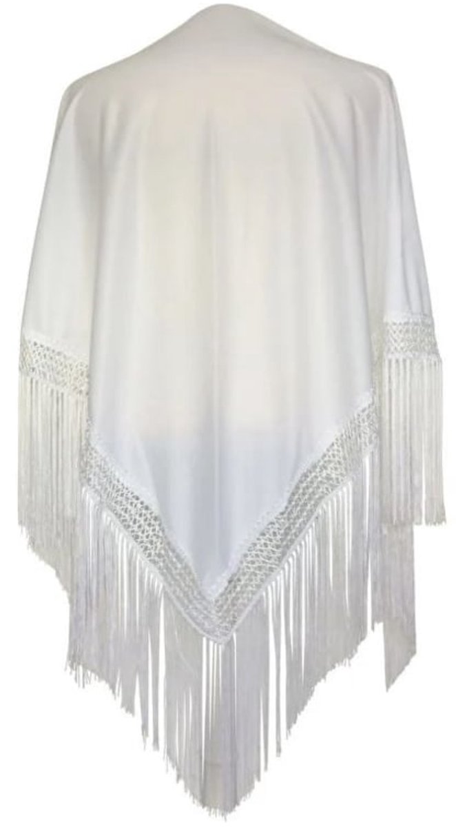 La Señorita - Spaanse manton - omslagdoek – helder wit effen Large