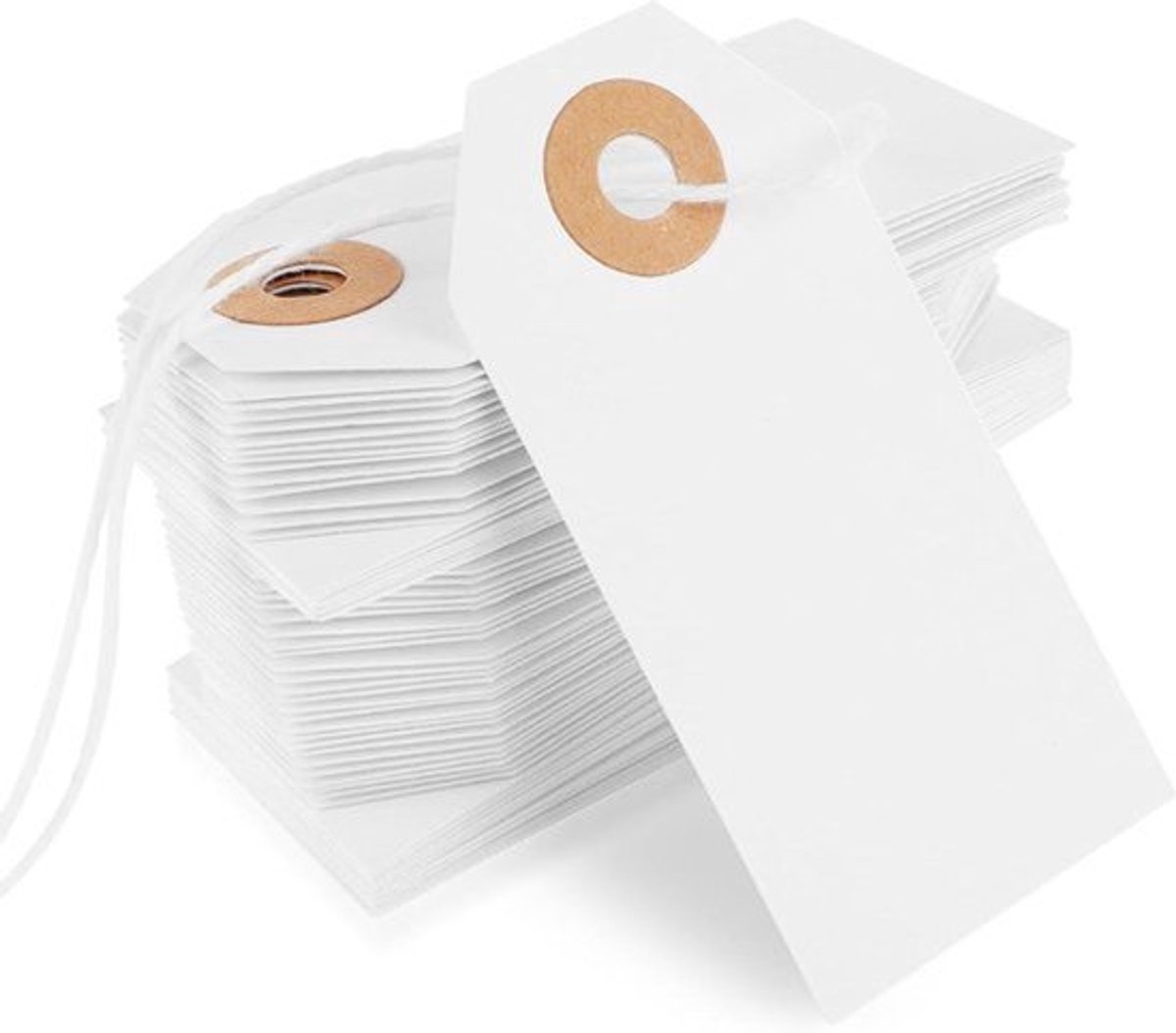 Grote Witte Prijskaartjes met String - 100 Stuks