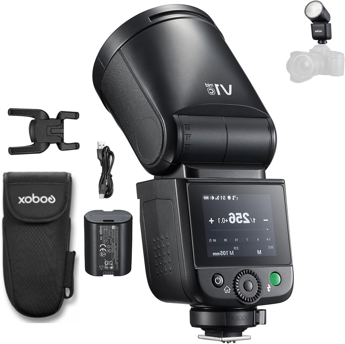 Ronde TTL Flitser met 55 W Vermogen, 650 Flitsen, 2 W LED Instellicht en Snelle Oplaadtijd voor Canon Camera's