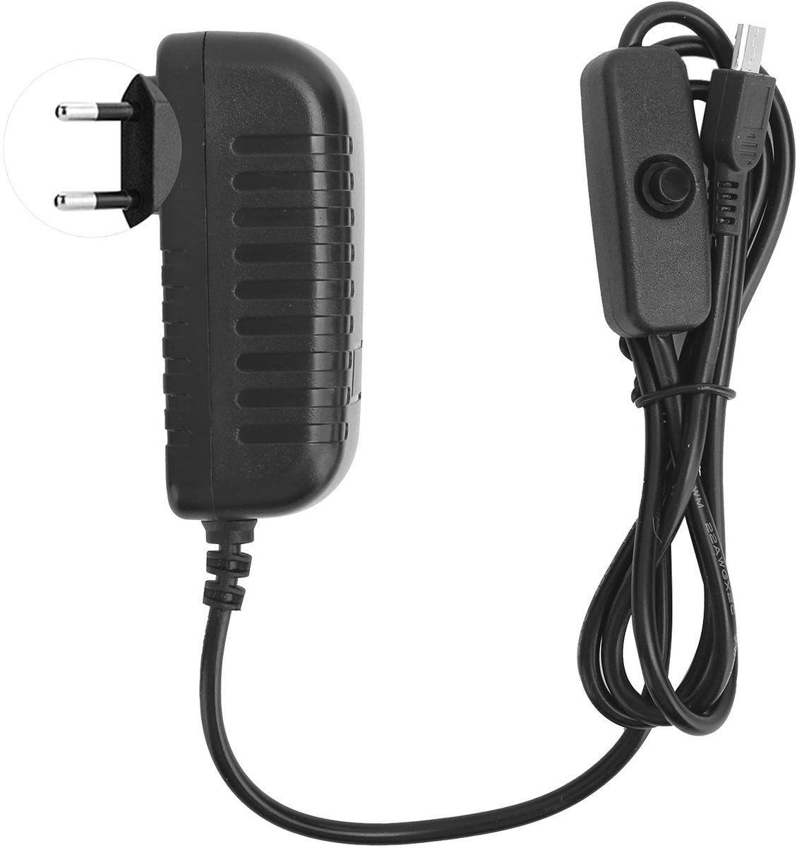Dailygoods - Voeding voor Raspberry Pi - Micro USB-oplader - 15W vermogen - Geschikt voor 3B+/3B/2B - 3A output - 95 cm snoer