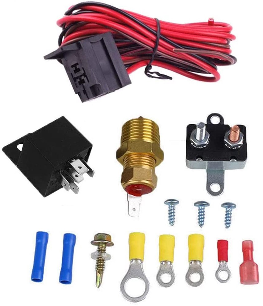 Zeynomax - Elektrische Koelventilator Thermostaat Kit - Temperatuursensor - 175-185 Graden - Relais Kit - Voor autoveiligheid - PL-0490