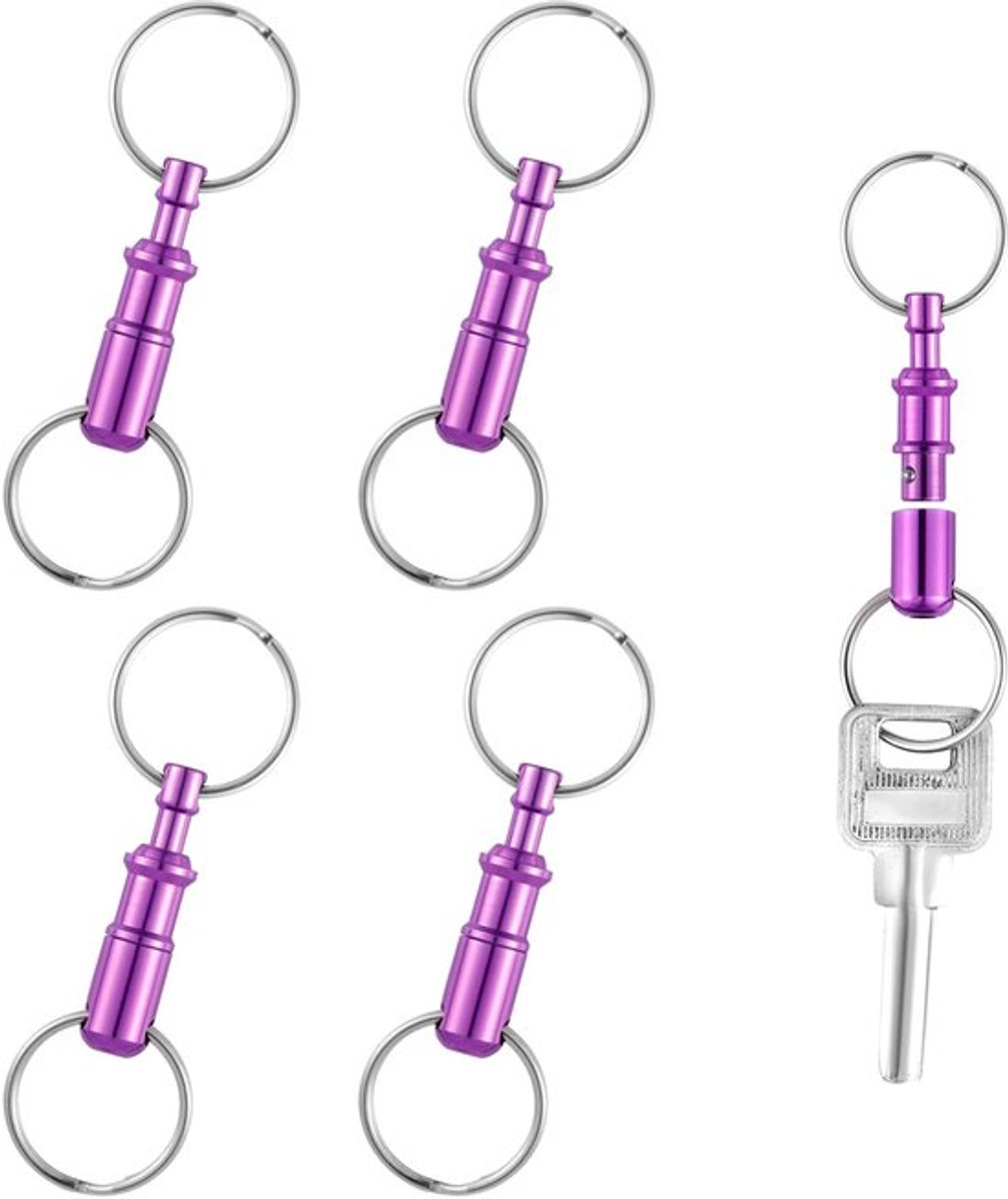 4-delige Aluminium Quick Release Sleutelhangers - Afneembaar en Lichtgewicht - Paars