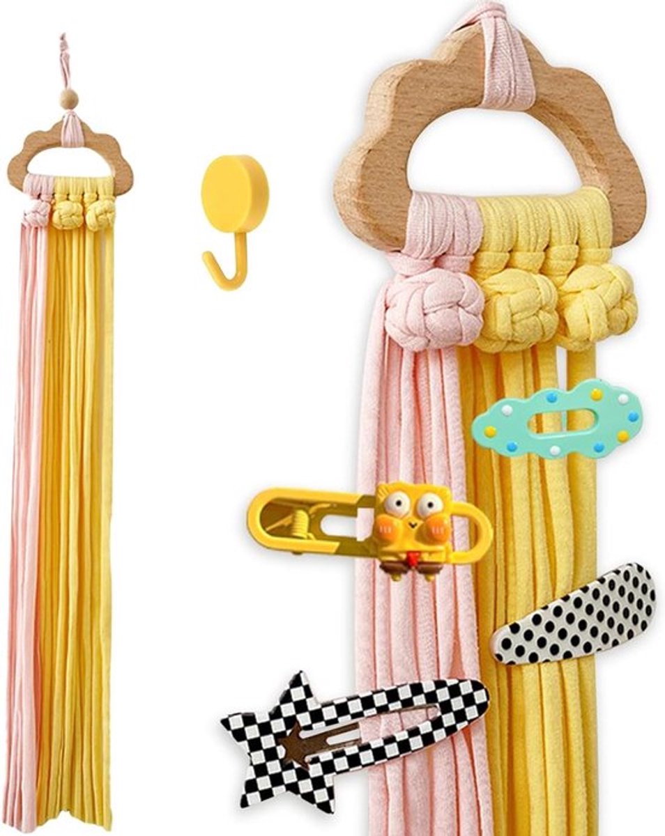 Houten haaraccessoire organizer met wolk design - voor meisjes en vrouwen