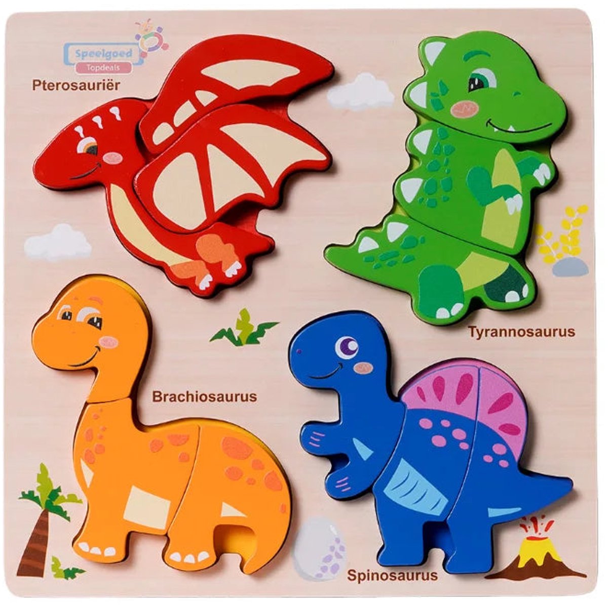 Houten Legpuzzel Dino's - Puzzel