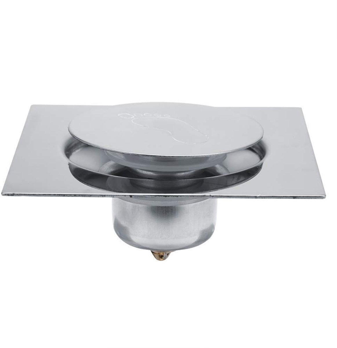 Dailygoods - Vloerafvoer vierkant pedaal - Roestvrij staal - Compact formaat - Ideaal voor badkamer en wasruimte - Efficiënte waterafvoer - Duurzaam o
