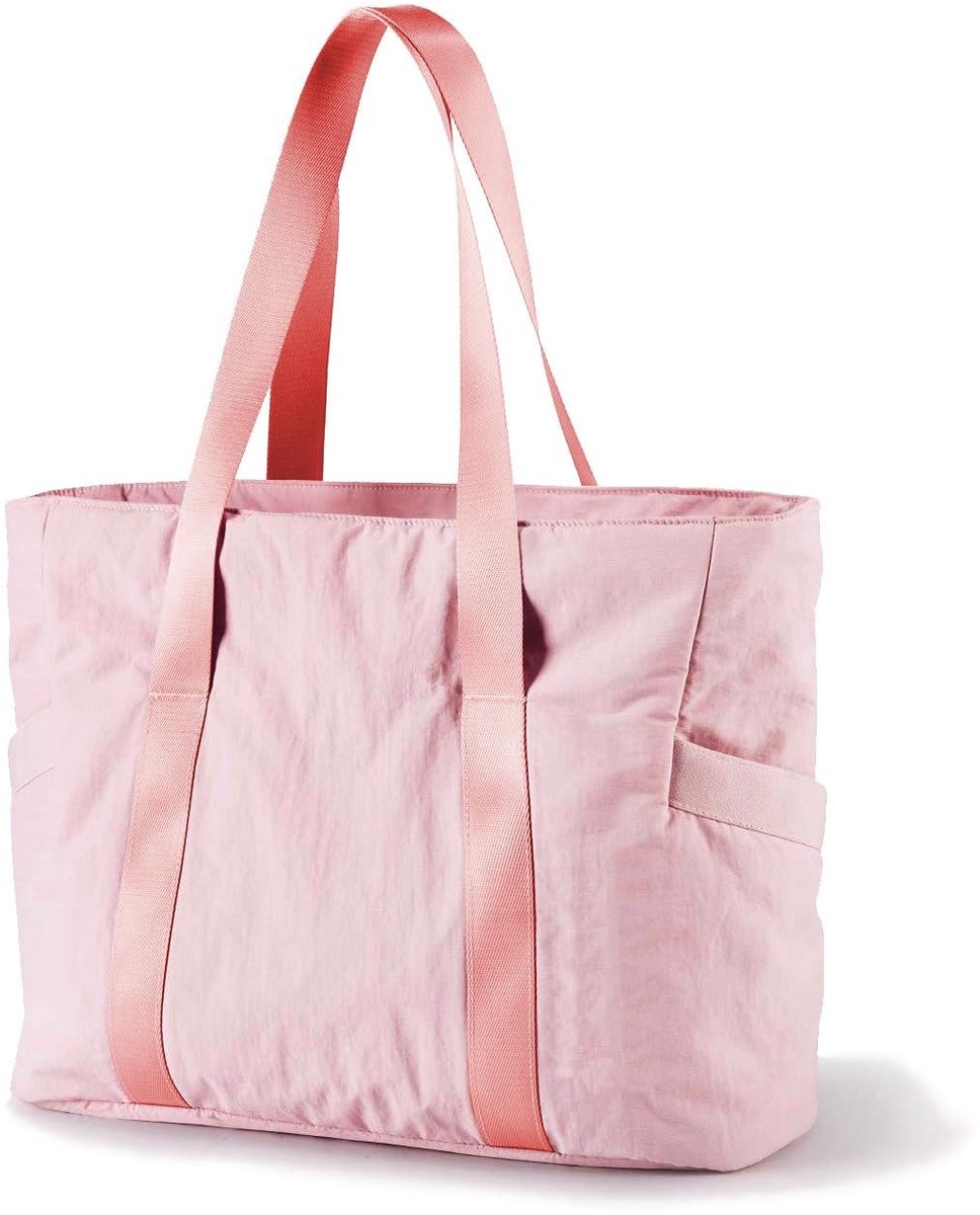 Gym Tote Bag - Duurzame Zipper Tote voor Vrouwen met Yoga Mat Buckle - Grote Roze Handtas