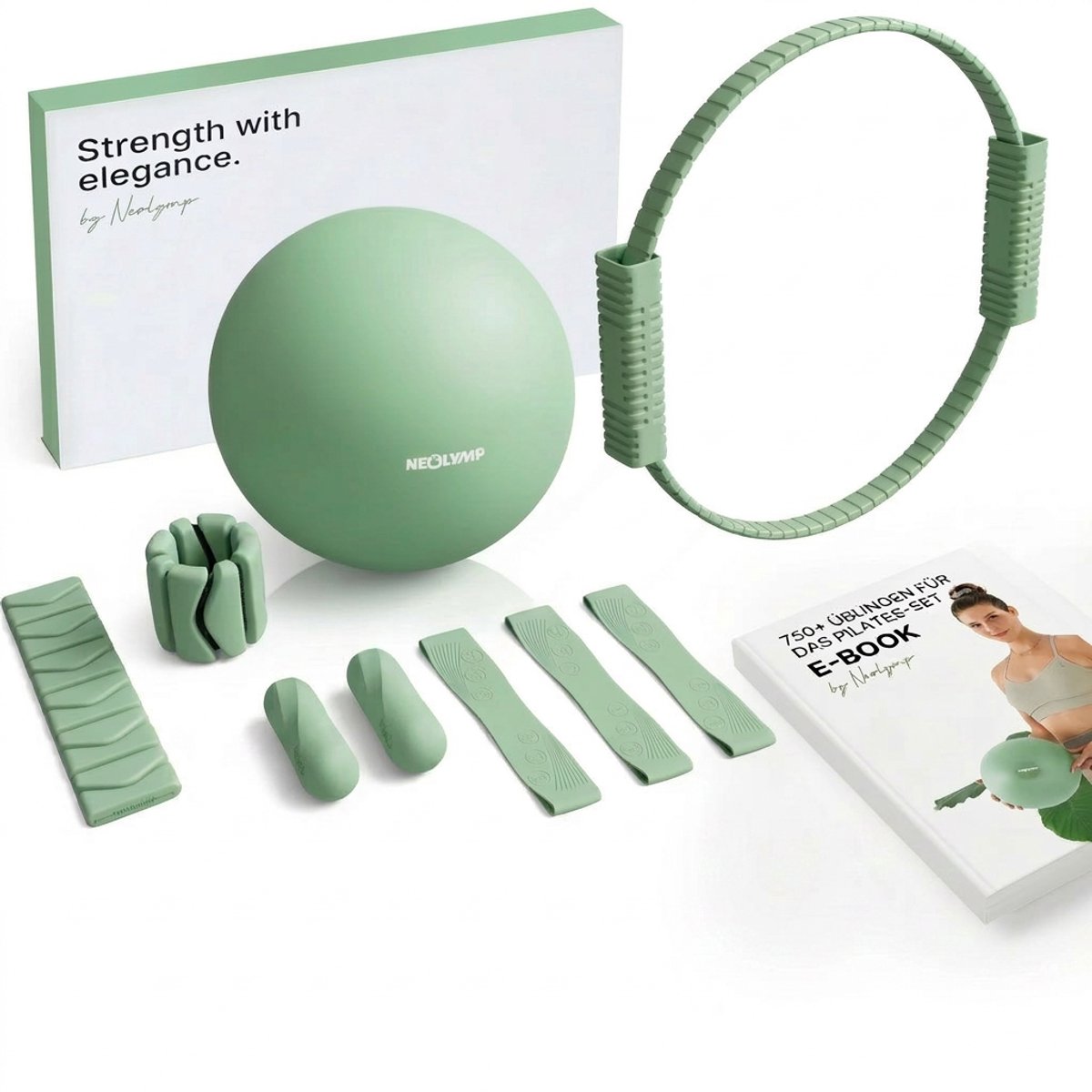 NEOLYMP Pilates Home Studio Set met bal, ring en gewichten voor thuis gebruik.