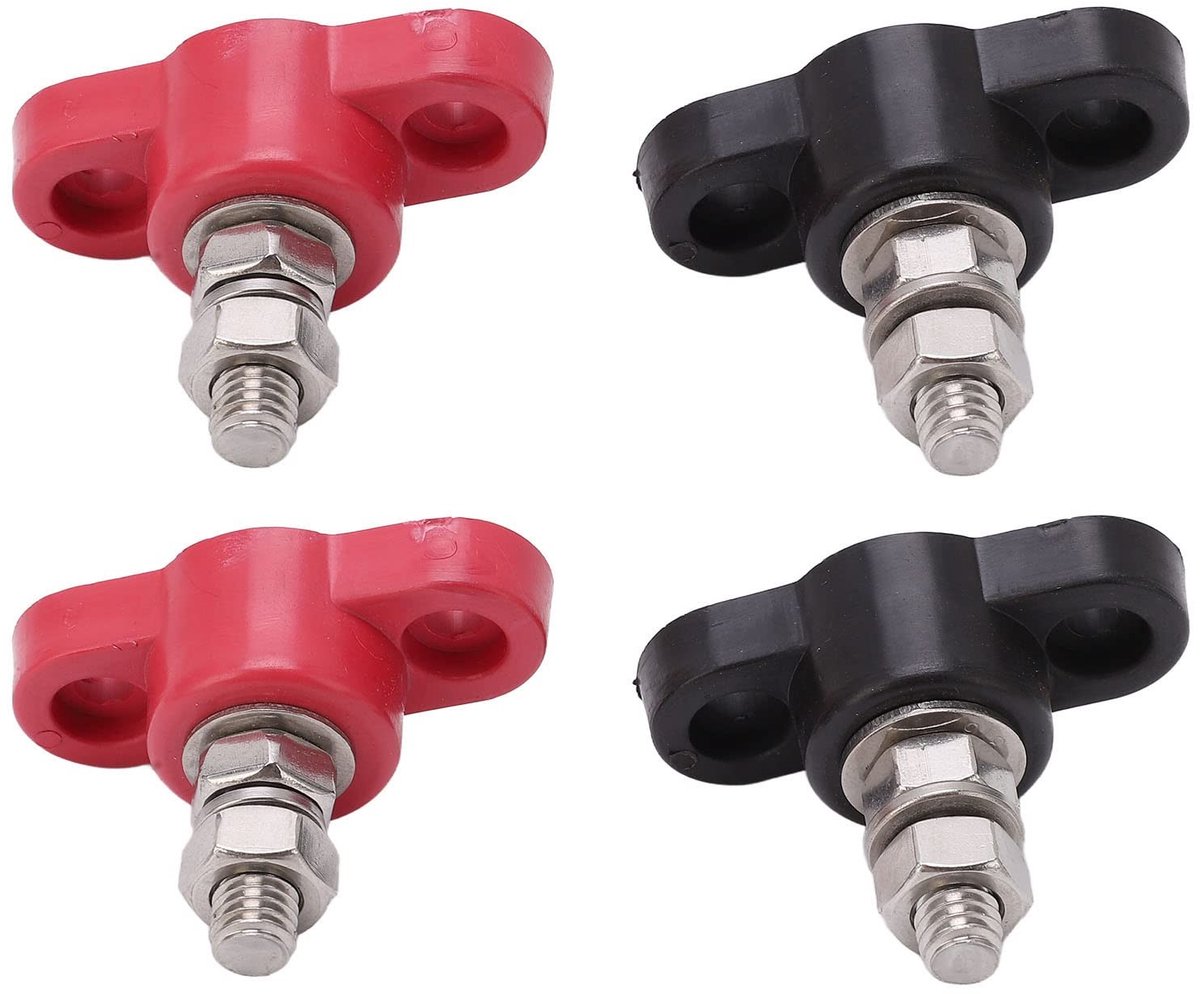 Livia home - Batterij Terminal Blokken - Aansluitblokken 12V 24V - Geïsoleerde Terminal Post - Rood Zwart - Power Stud - Veilig voor Truck RV Boot - 4