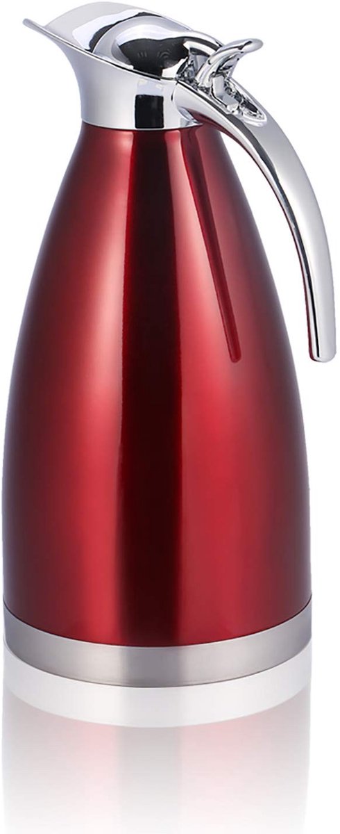 Thermische Carafe 2L Rood RVS - Dubbelwandig Geïsoleerd voor Koffie en Thee