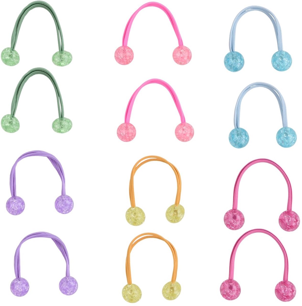Dailygoods - Kleurrijke haarelastiekjes - Paardenstaarthouders voor meisjes - 12 stuks - Veelkleurige ballen - Perfect voor kinderen - Ideaal voor dag