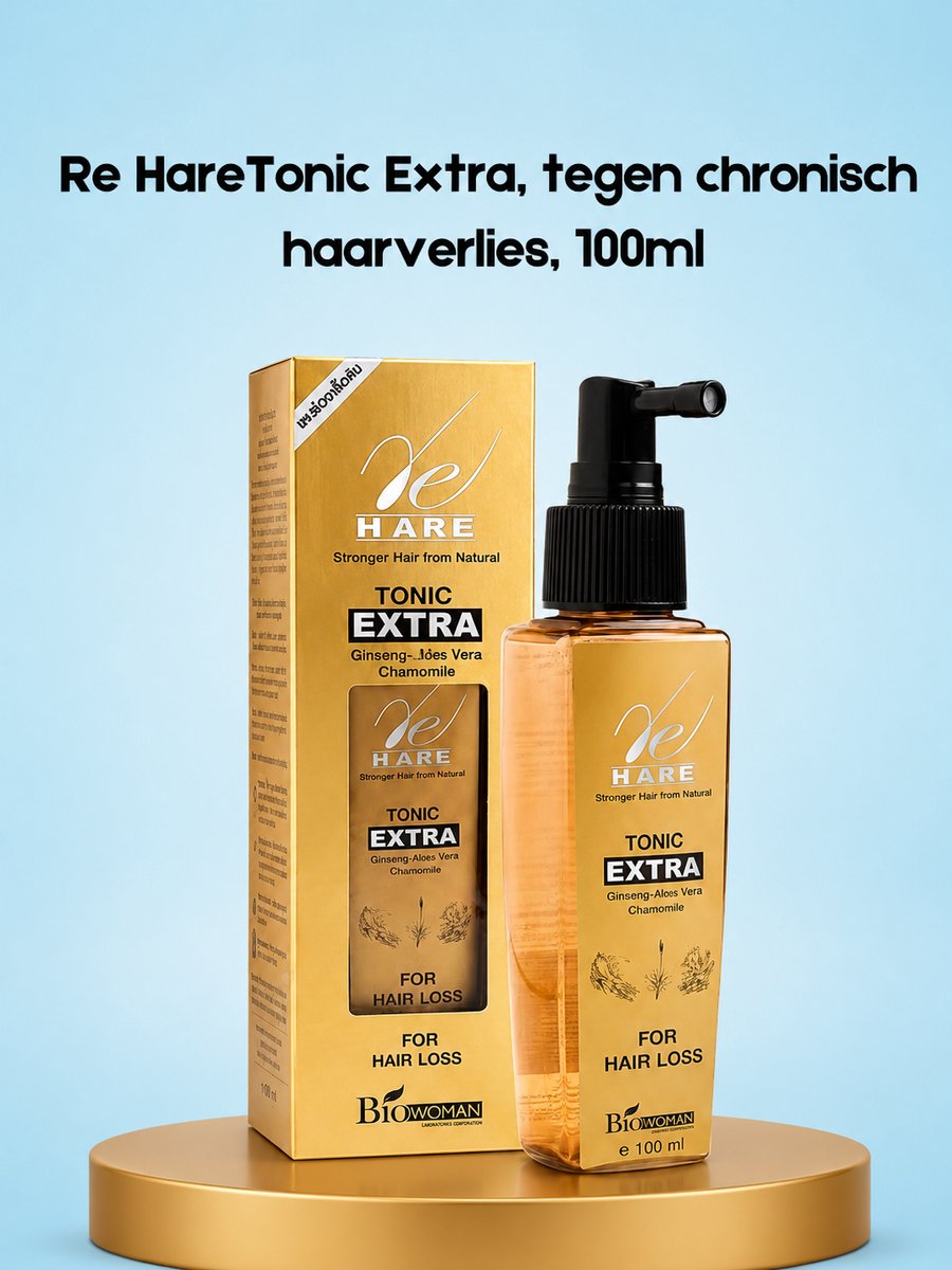 Re HareTonic Extra – 100 ml – Tegen Chronisch Haarverlies – Versterkende & Voedende Haarbehandeling – Helpt Haaruitval te verminderen, Bevordert Gezonde Haargroei & Verzorgt Sterk, Glanzend Haar