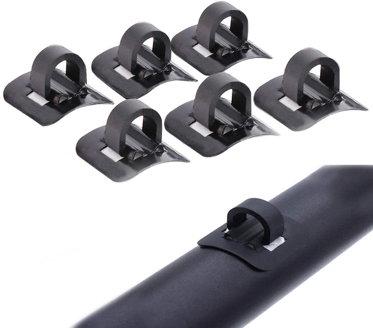 Smoakez - Fiets C-Clips - Frame Gesp - Duurzaam en Kleverig - Zwart - Remkabel Behuizing - Geschikt voor Fietsen en Mountainbikes - Set van 6