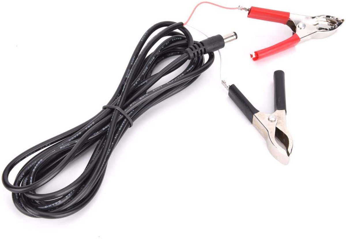 Elzusha - DC Male naar Krokodillenklem Draad - 3M - 12V/24V Voedingskabel voor LED en Apparaten - Geschikt voor Diverse Toepassingen - Flexibel en ...
