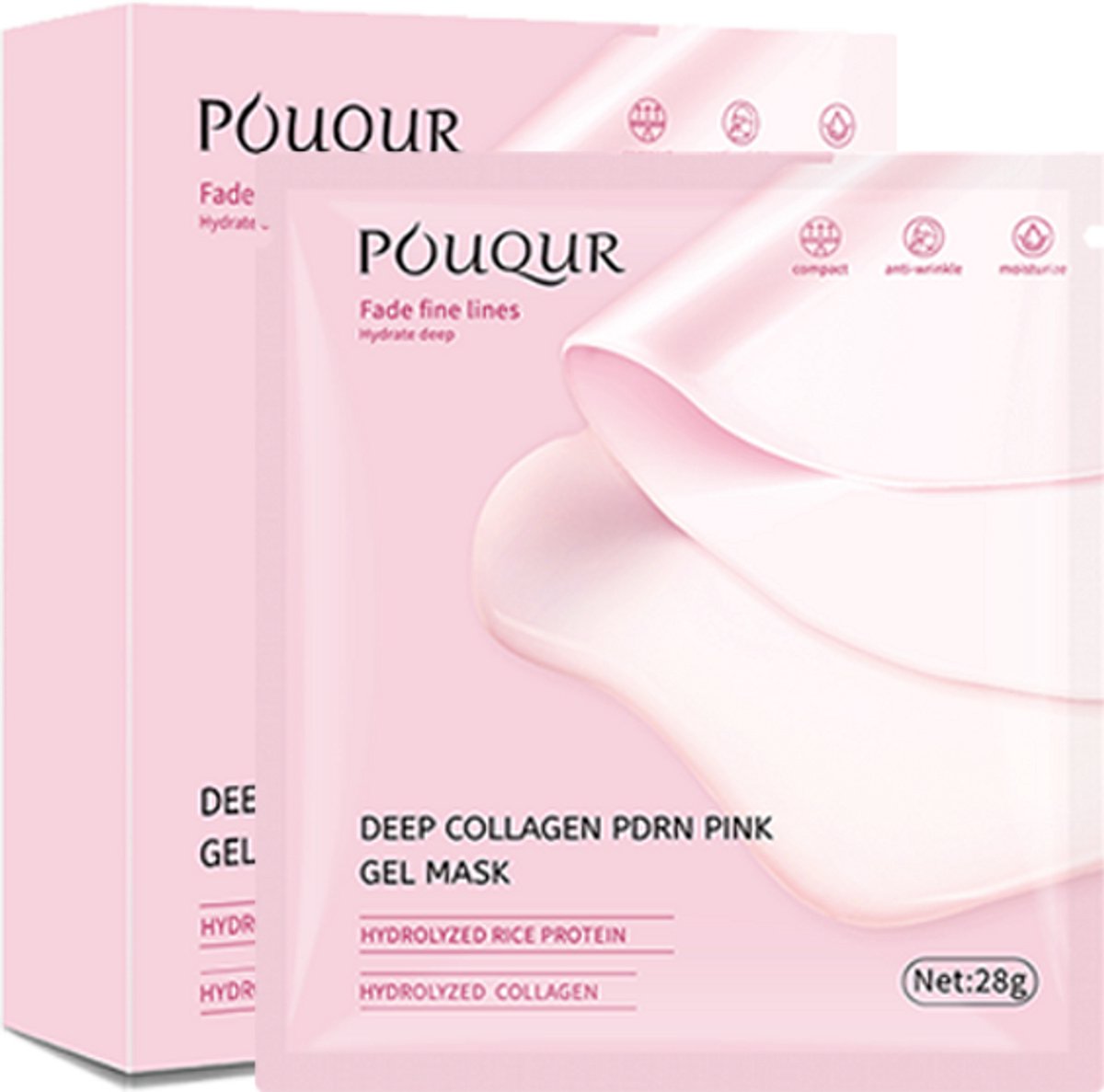 Bio-Collagen PDRN Pink Face Mask 5pcs– Anti-Rimpel & Hydraterend Hydrogel Masker