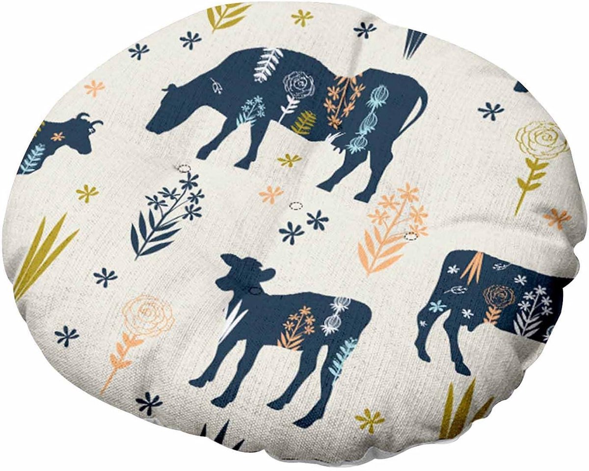 Stoelkussen Rond - Zitkussen Tatami - Comfortabel Zitten - Ademend Linnen - 40x40cm - Dier