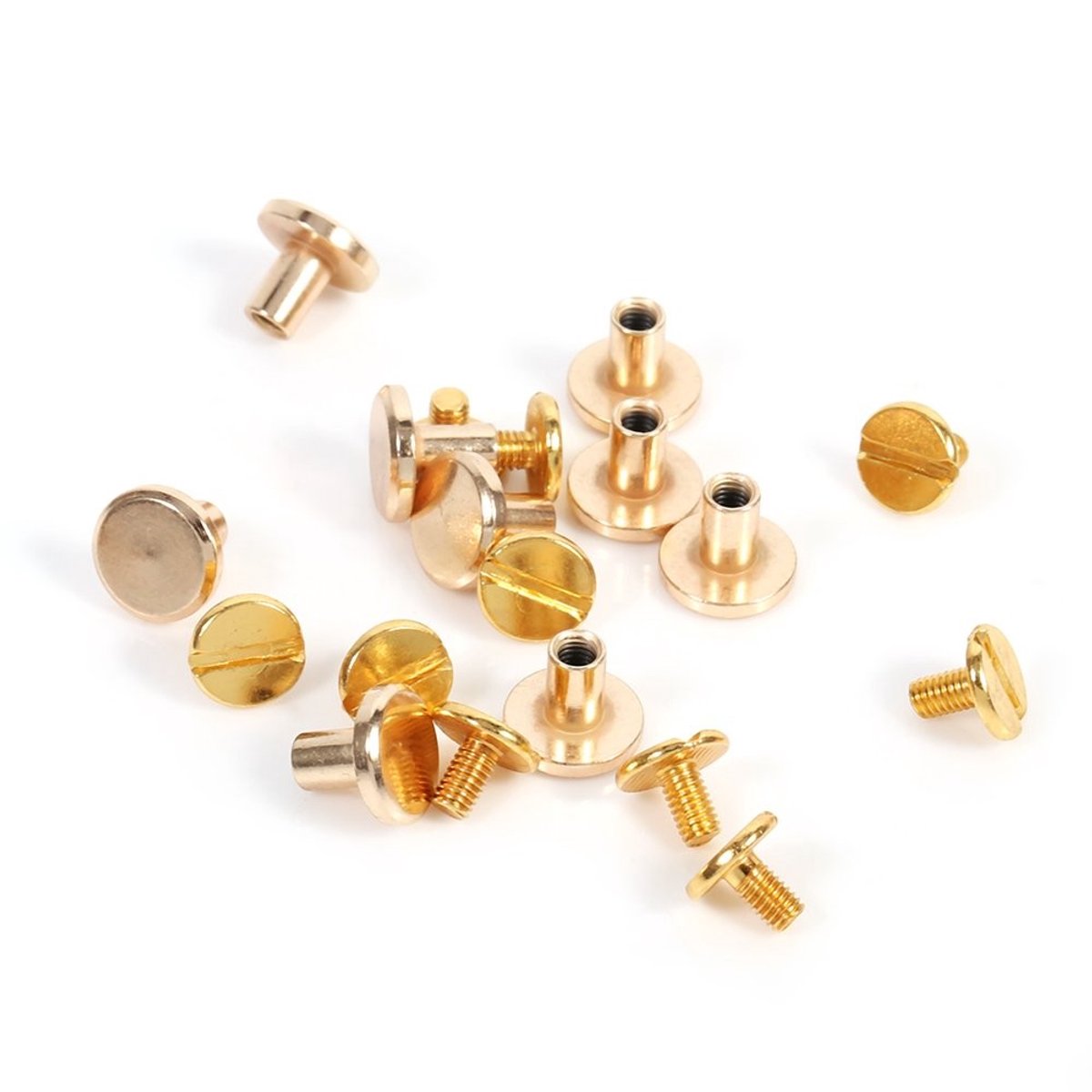 Dailygoods - Solid Brass Knots - Schroefnagels - Hoogwaardige kwaliteit - 8mm - Rivets voor leer - Perfect voor boeken en albums - Goud