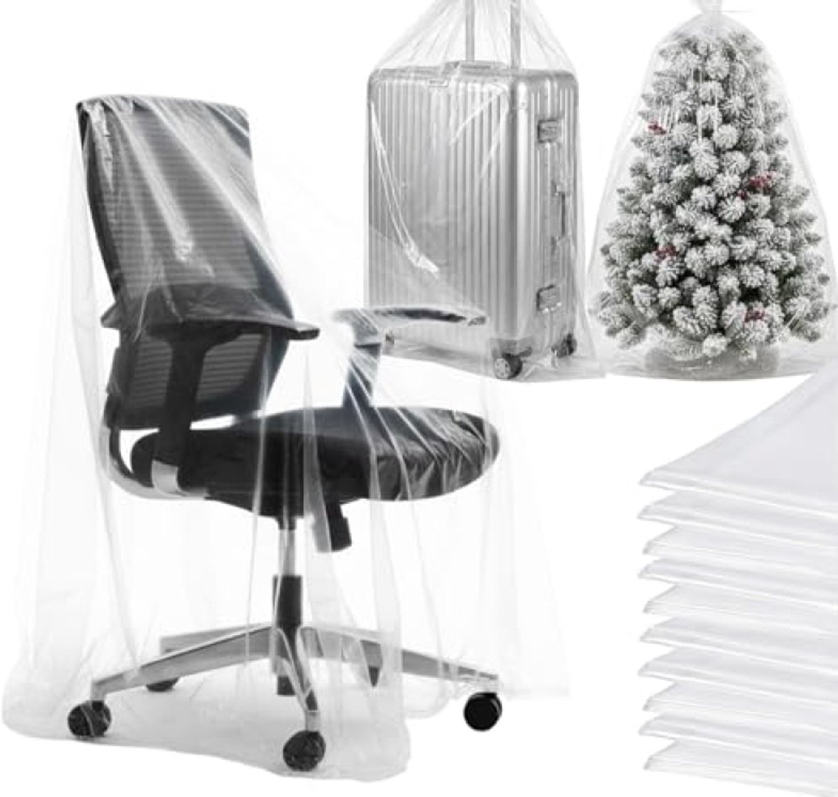 PromoHome 10 Stuks Extra Grote Transparante Opbergzakken 100x152 cm - Stofdicht PE Plastic Zakken voor Kleding, Dekbedden, Koffers en Meubels