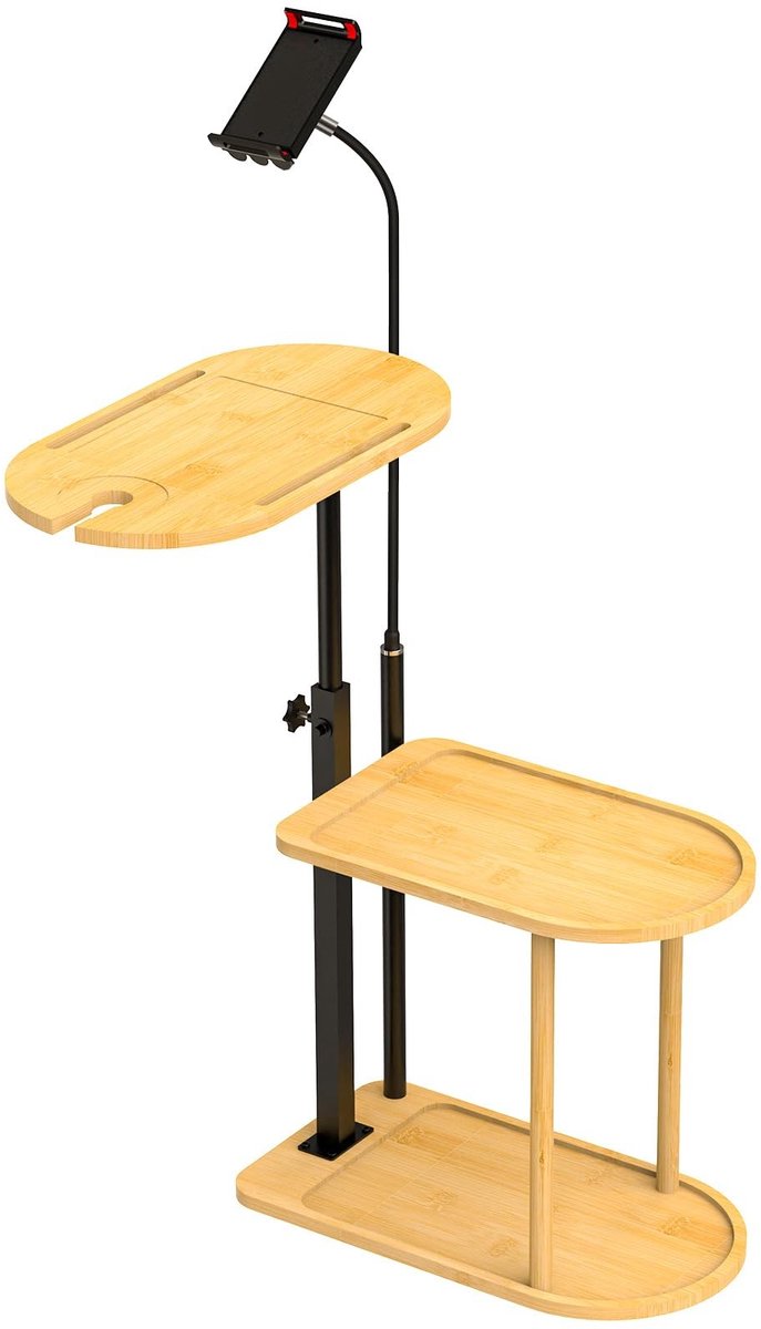 Allecto - Houten badkuipbak - Multifunctioneel rek - 3-laags - Natuurlijke kleur - Badkameraccessoires - Geschikt voor tablet en toiletartikelen