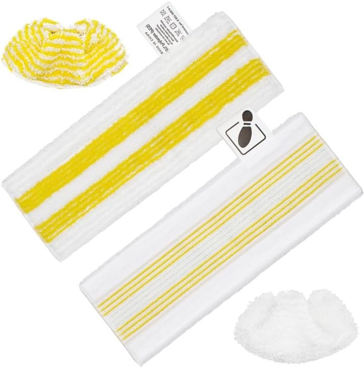 Set van 6 Universele Vloerkleden voor Stoomreinigers, Geschikt voor Diverse Modellen, Inclusief 4 Vloerkleden en 2 Hoezen