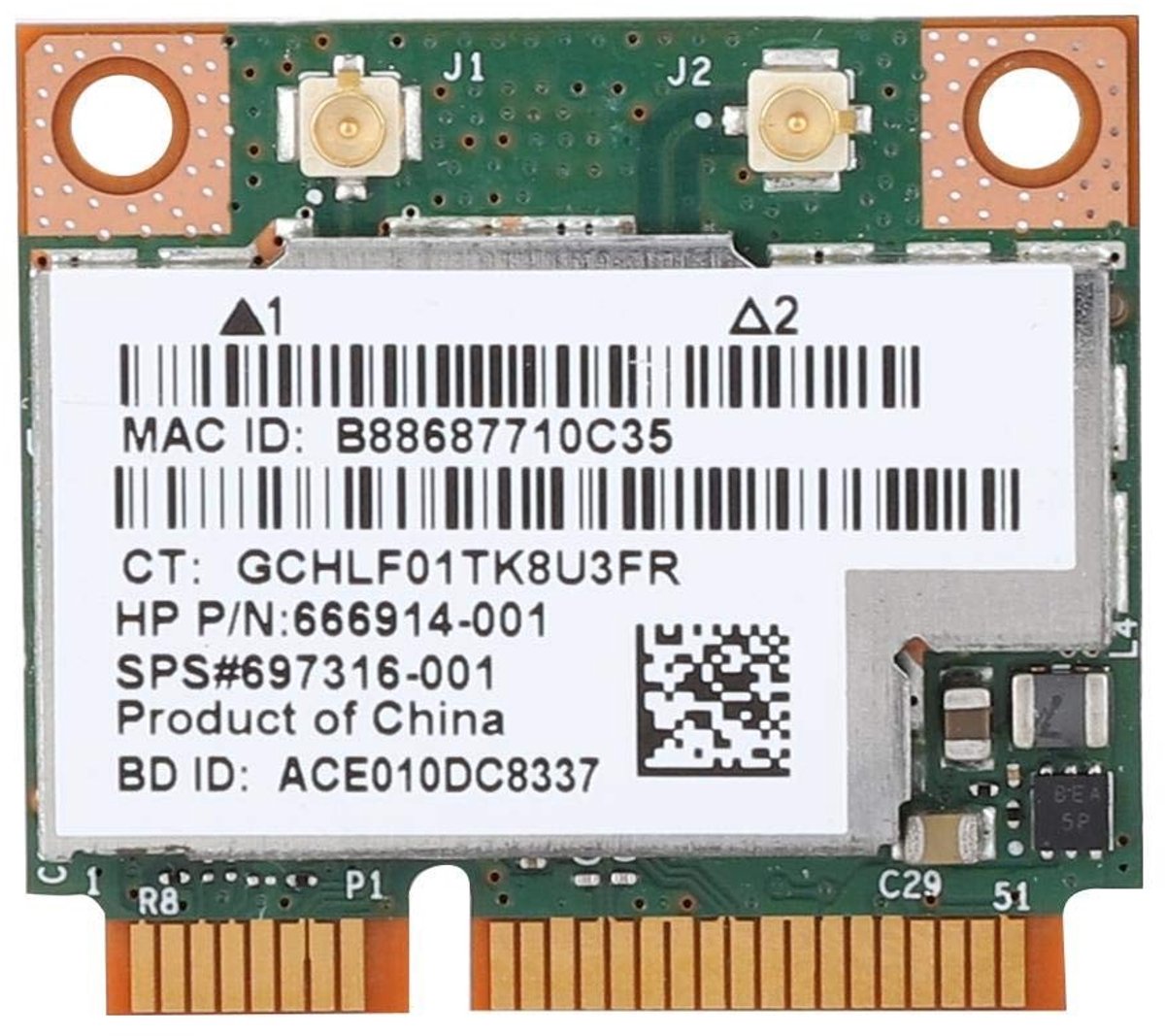 Shopcentral - Dual Band Network Card - Mini PCI-E - Hoge snelheid - 300 Mbps - Bluetooth 4.0 - Voor HP laptops - Compact formaat