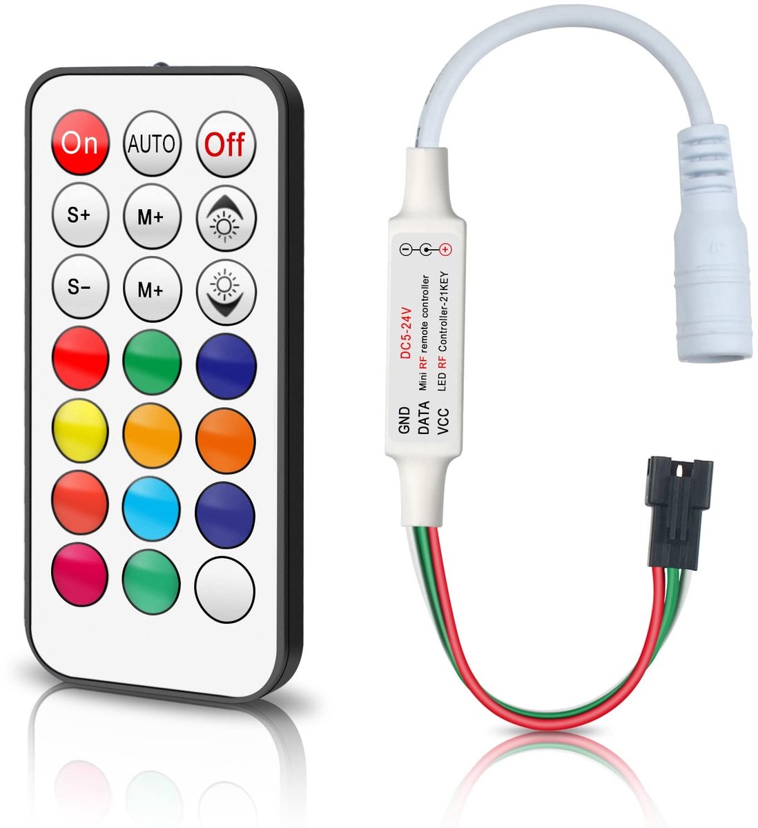 MTTProducts - RF Wireless Remote Control LED Controller - RGB LED Controller - Draadloze bediening - 21 Keys - Geschikt voor WS2811 WS2812B - Mini LED ...