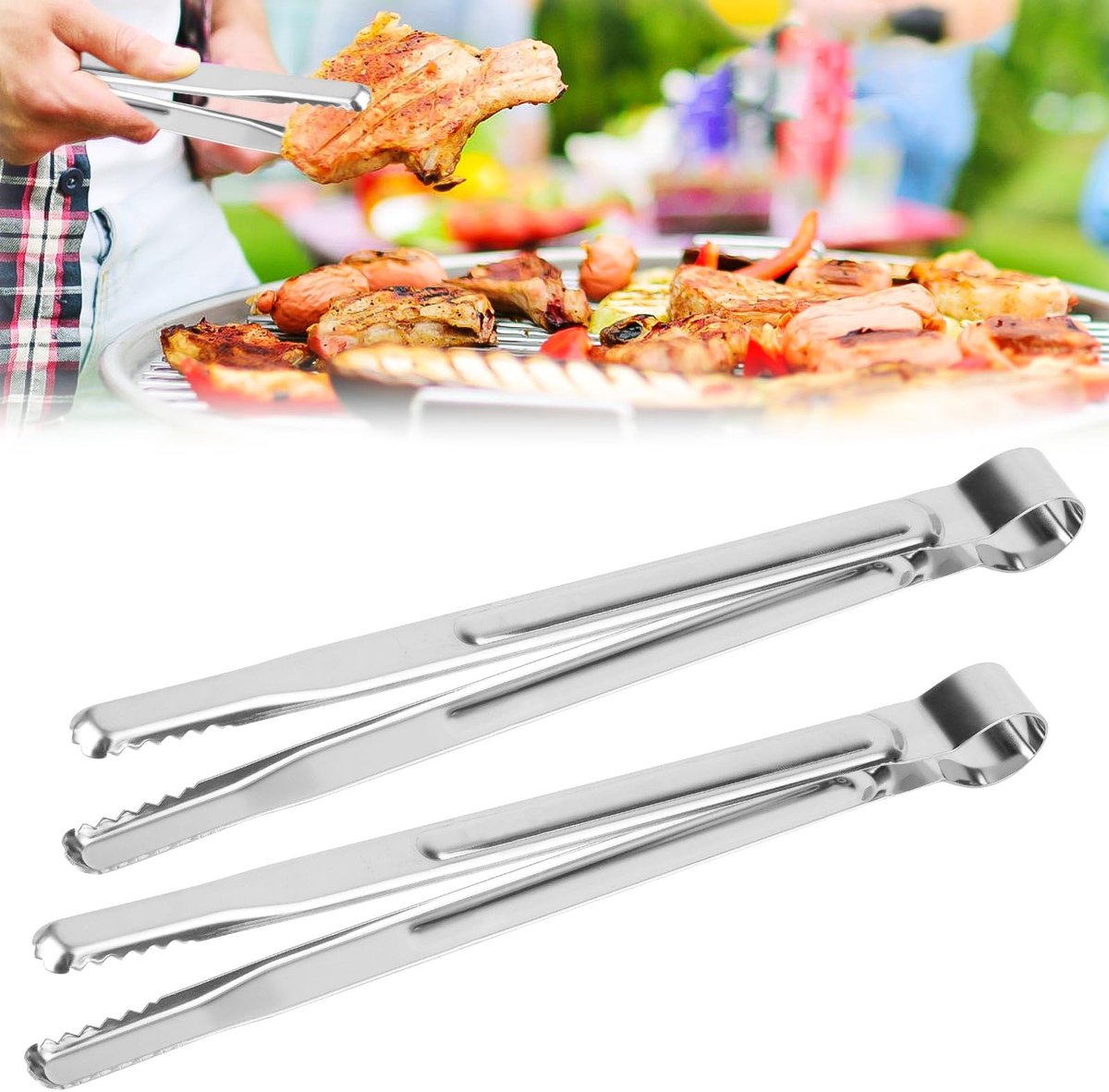 Omkeerbare roestvrijstalen barbecuetangen - 25 cm