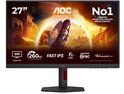 27" AOC gaming monitor met QHD, 260Hz OC, Fast IPS en Adaptive Sync. Zwarte behuizing met rode accenten op de standaard.