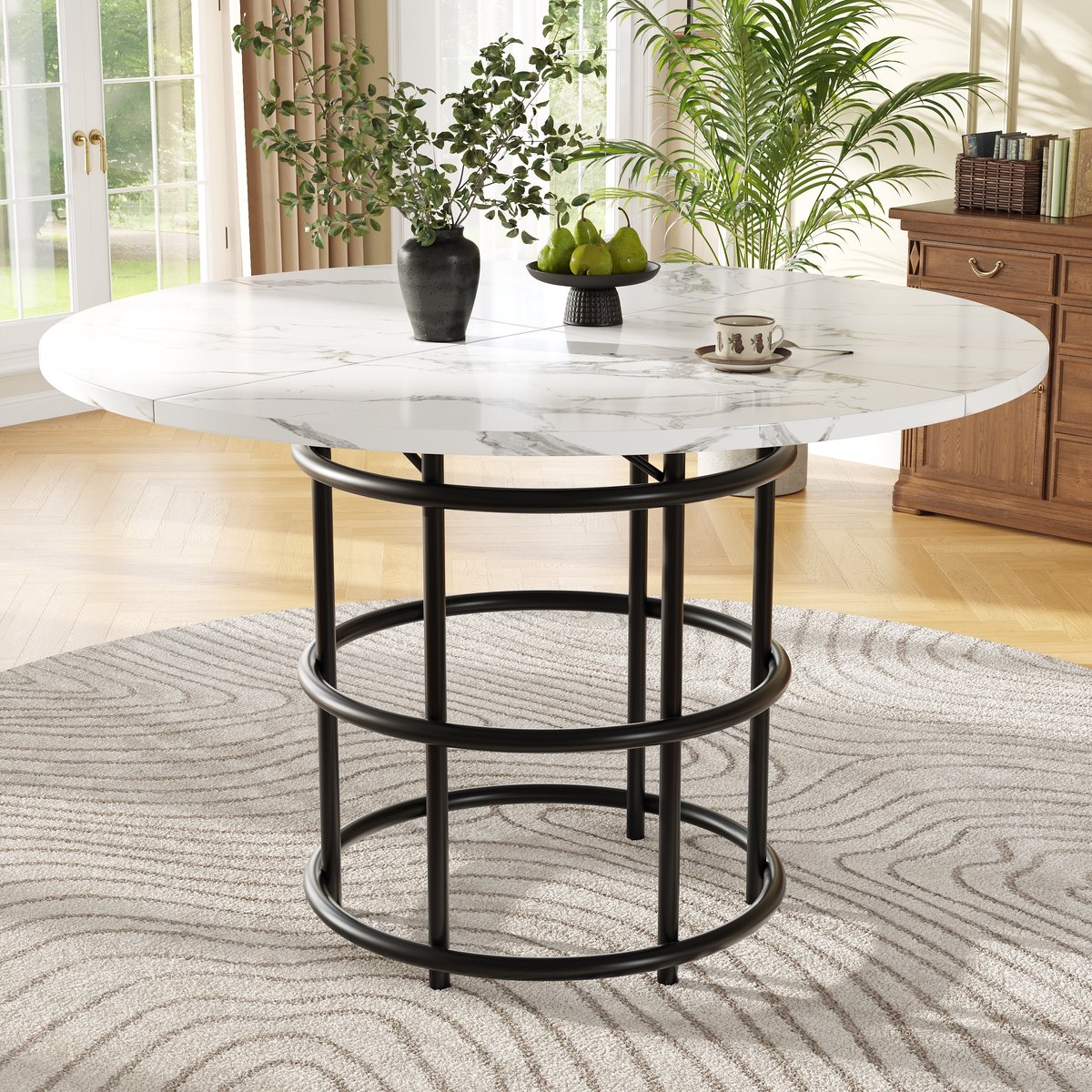 FloraGrace Eettafel - Ronde Tafel Voor 4 Tot 6 Personen - Voor Eetkamer Woonkamer Of Kanto