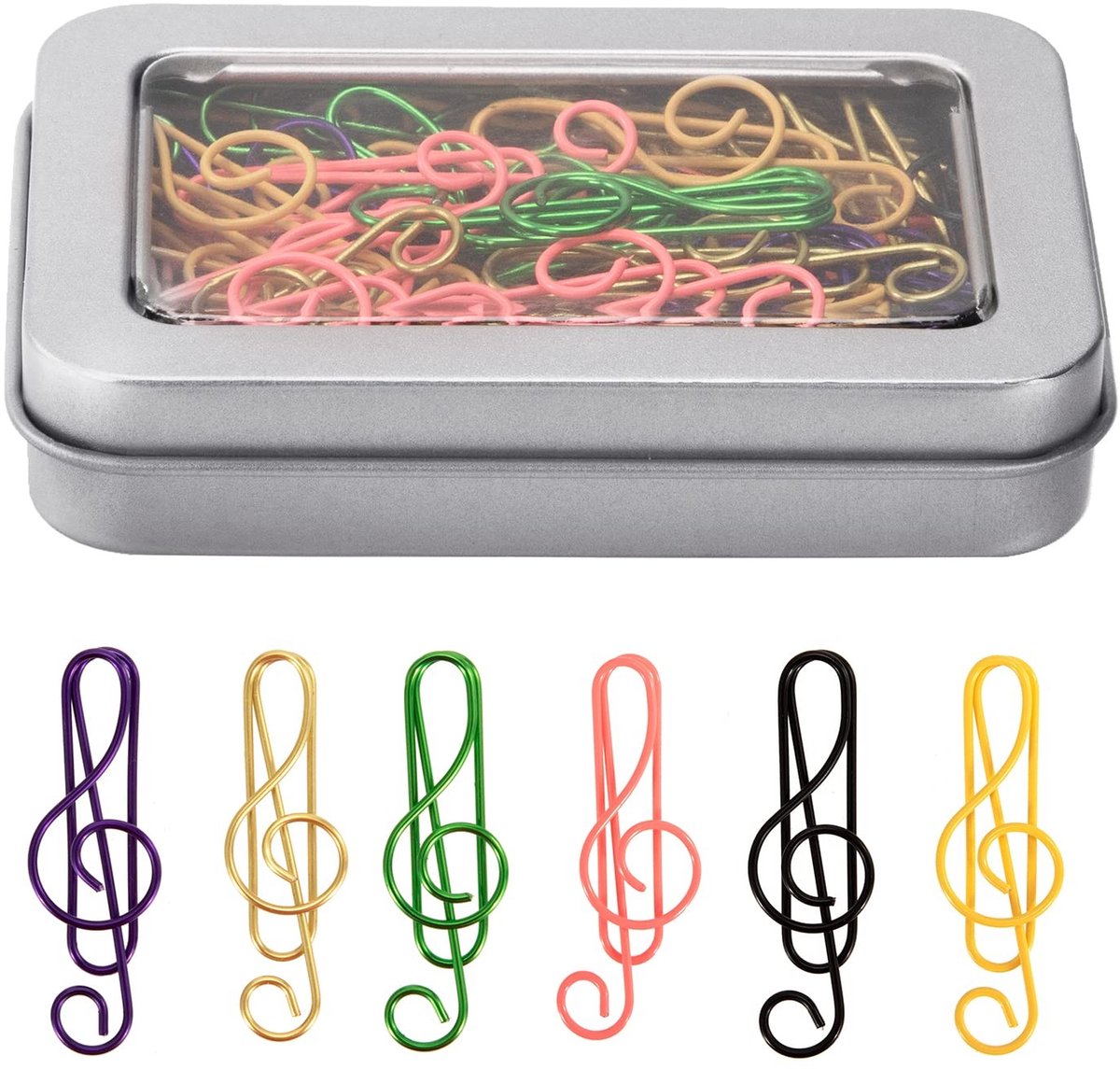 Allecto - Music Note Paper Clips - Kleurrijke Kantooraccessoires - 60 Stuks - Mini Bookmark Clips - Document Organizers - Geschikt voor School en Werk