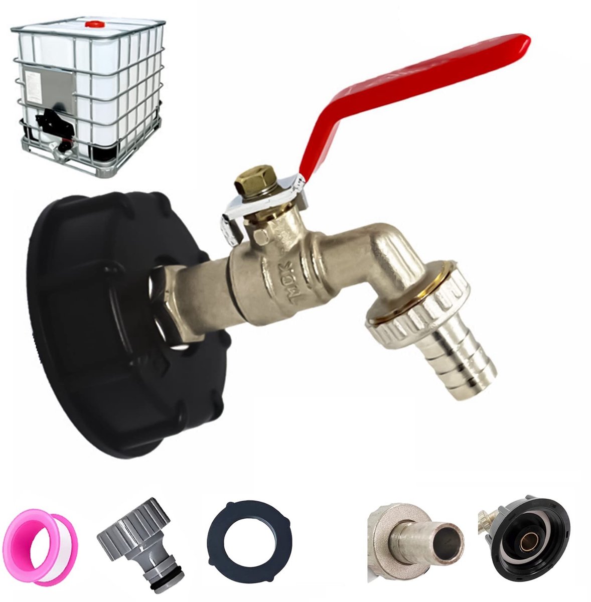 Allecto - Tank Tap 1000L - Aansluiting - Duurzaam en robuust - 1 stuk - Tuinadapter - Voor tanken en gieten - Geschikt voor verschillende slangen