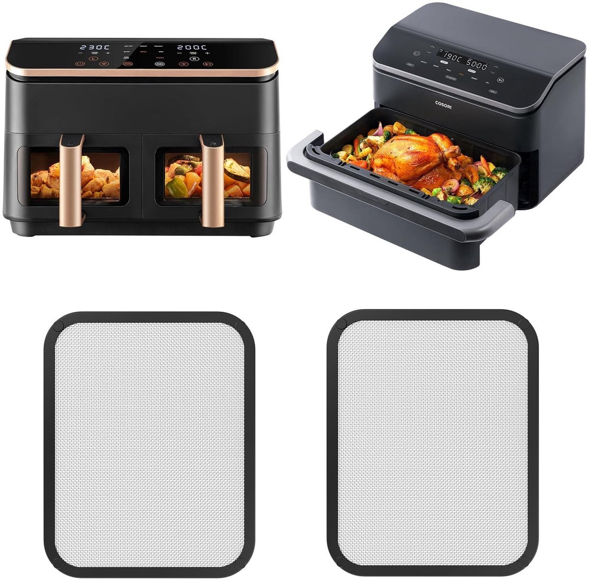 Allecto - Stainless Steel Splash Guard - Air Fryer Accessoire - Veiligheid voor je keuken - Staal - Bescherming tegen spatten - Geschikt voor Cosor...
