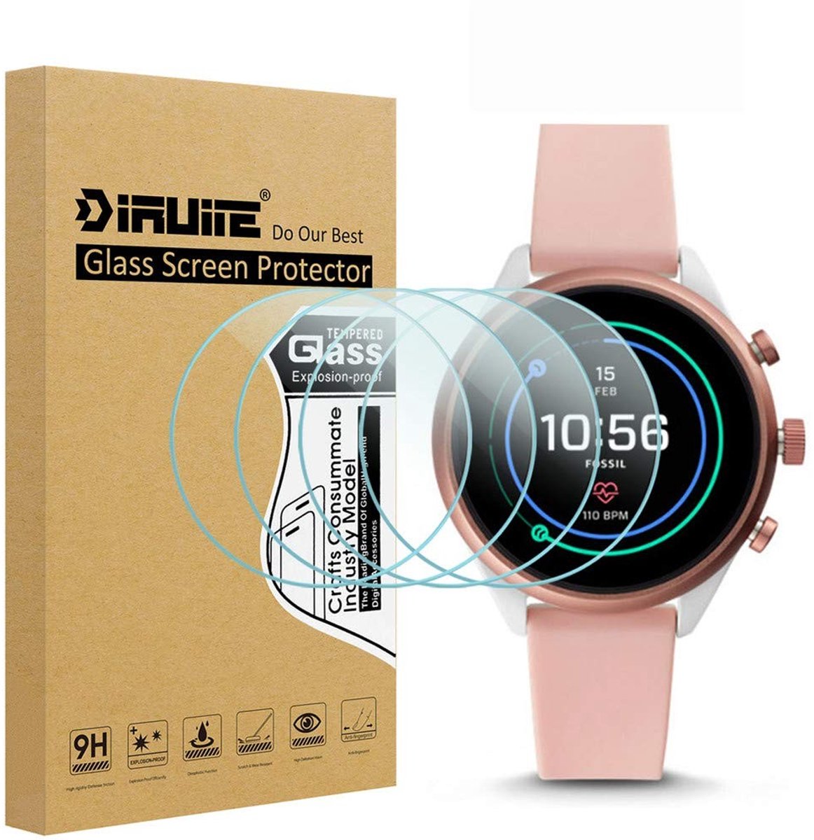 VT Goods - Tempered Glass Screen Protector - HD Bescherming - Transparant - Voor Smartwatch - 4 Stuks - Geschikt voor Fossil Sport 41mm