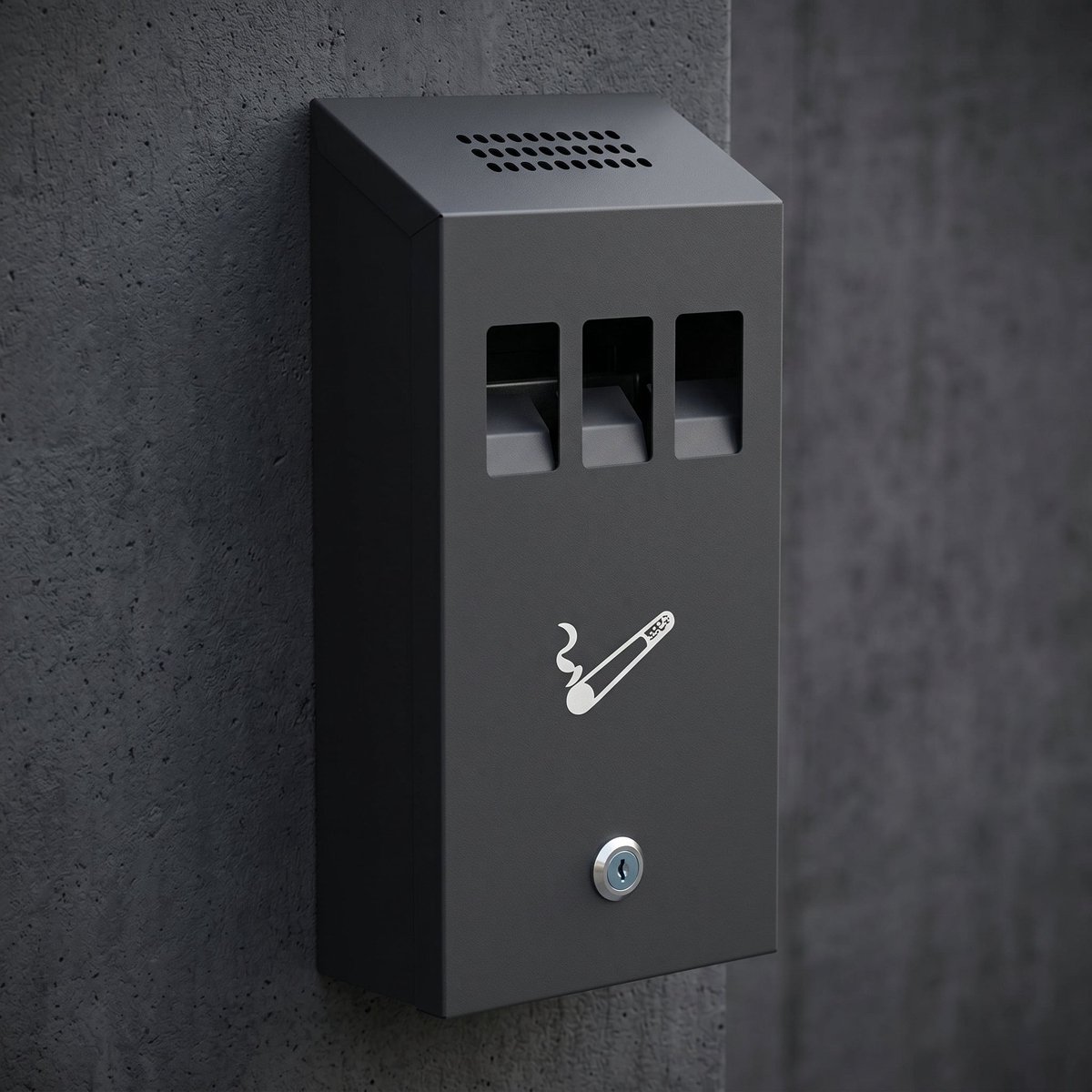 Cheqo® Wandasbak - Asbak voor Buiten - Buitenasbak - Muurasbak - Afsluitbaar met Slot en Sleutel - Wandmontage - Wandmodel - Peukenzuil - Sigarettenbak voor Buiten - Stormasbak - Weerbestendig - Hangend - voor Terras en Bedrijf