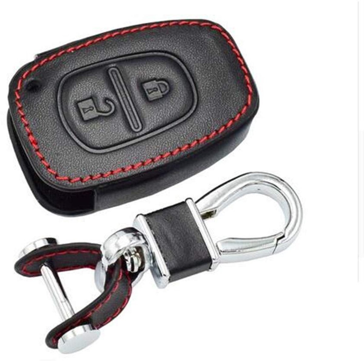 Virtubuy - Leather car key cover case - Sleutelhanger voor Renault Kangoo Master Trafic Opel Vivaro Movano Nissan - Zwart - Hoes voor autosleutel - ...
