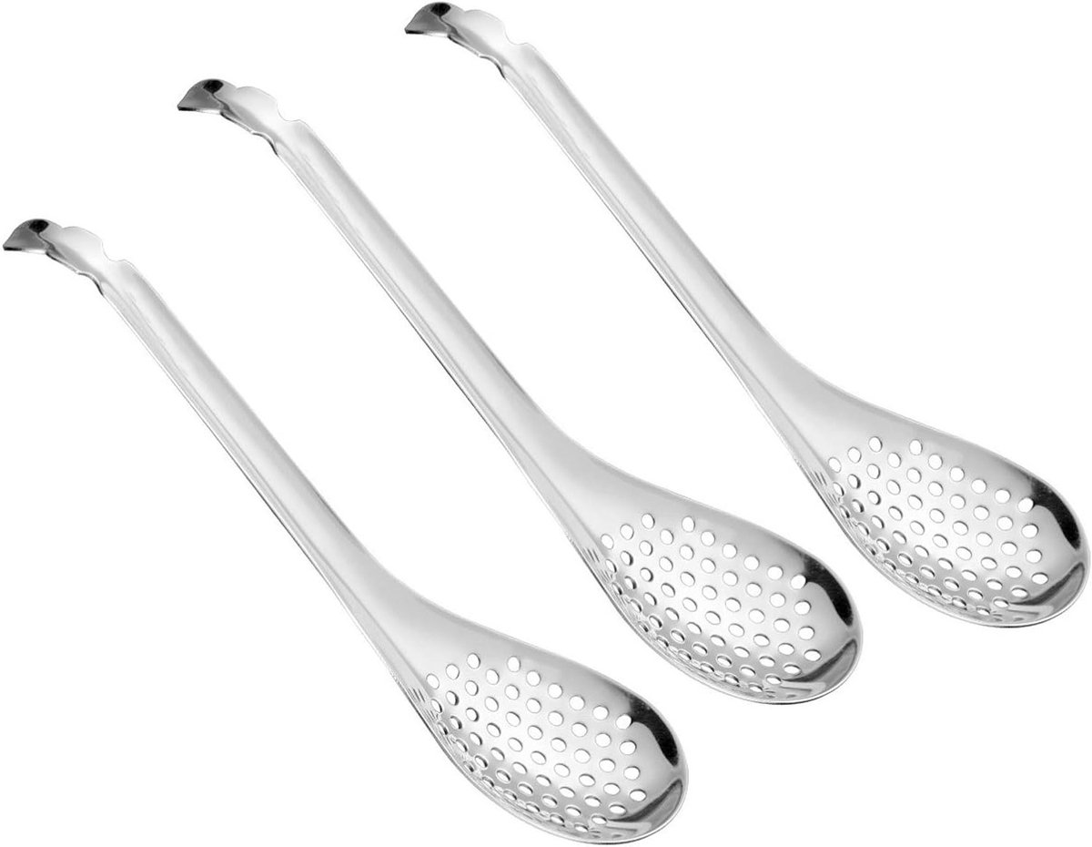 Kaviaarlepel en Zeeflepel Set - Draagbaar Keuken Accessoire - 3 Stuks - Roestvrijstaal