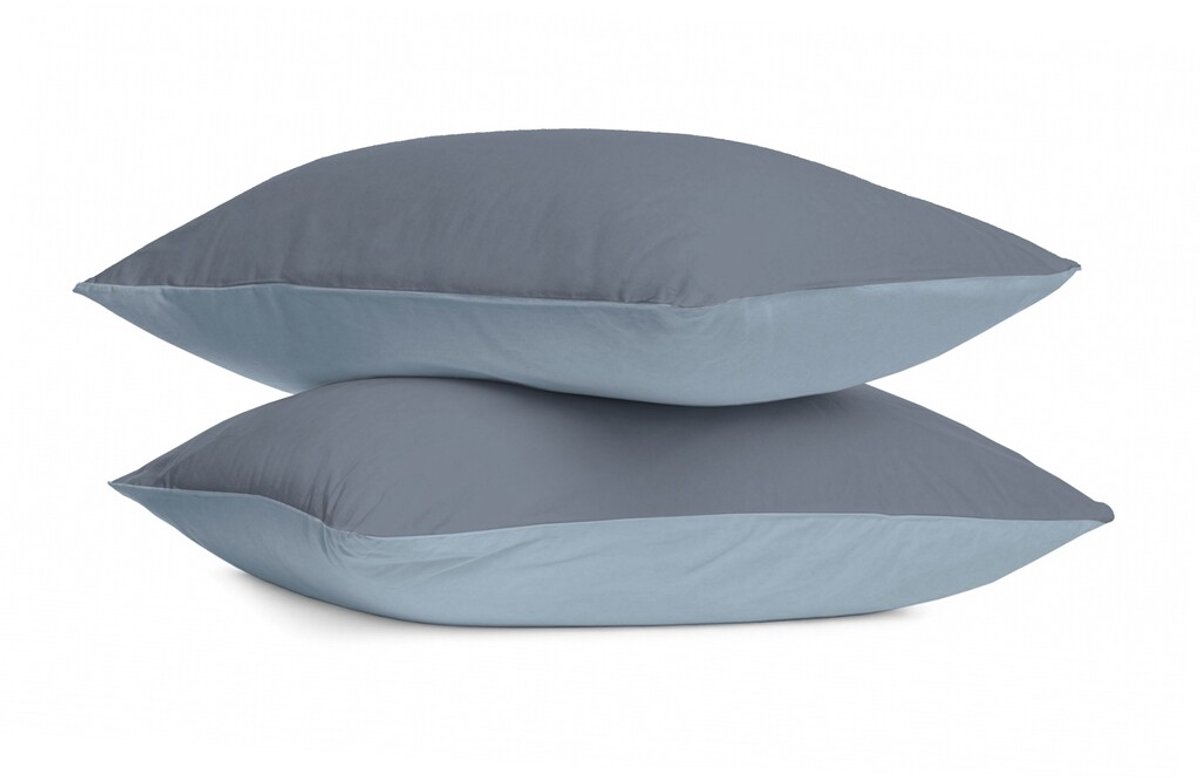Byrklund Kussensloop Wash & Rest - 2x 60x70 - Blauw - 100% Polyester